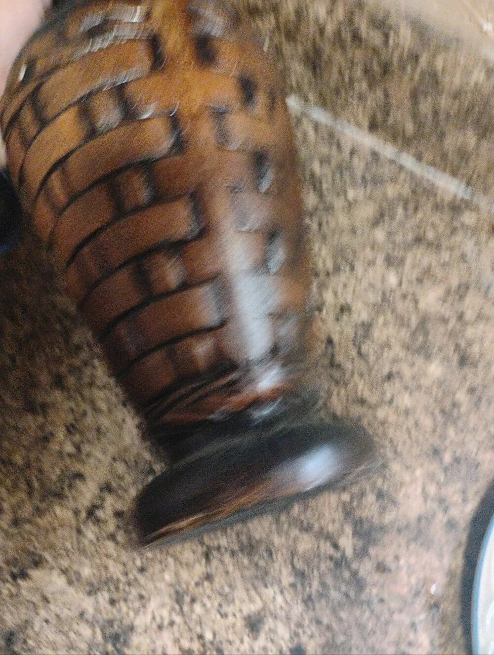 Tall Black and Brown Woven-Pattern Vase